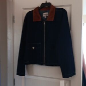 Madewell Dark Blue Jacket with Brown Collar